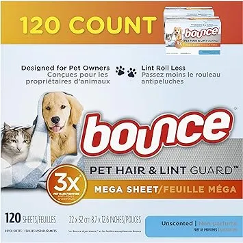 Bounce Pet Hair and Lint Guard Dryer Sheets Mega