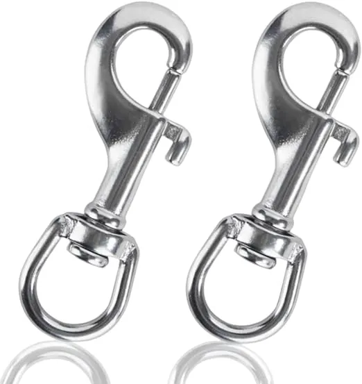 Faneta 316 Stainless Steel Flag Pole Swivel Round Eye Bolt Snap Hook Marine Grade Single Ended Flagpole Snap Clips Attachment Hardware to Attach Flag to Flagpole with Rope (Set of 2) (3-1/8 inch)