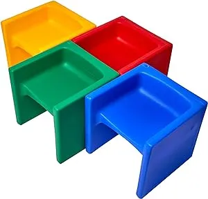 Children's Factory 3-in-1 Cube Chair for Kids, Flexible Seating Classroom Furniture, 4-Pack