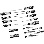 Amazon Basics 34-Piece Magnetic Tip Screwdriver Set - Slotted, Phillips, Star, Grey & Black