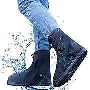 Shoe Covers with Zipper Hard Sole Version Waterproof Shoe Covers Reusable Galoshes for Rainy and Snowy Outdoors Garden etc, Rain Boots for Men Women Kid