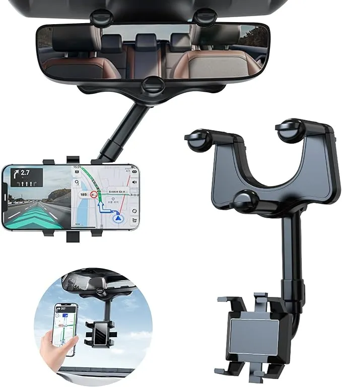 2022 Rotatable and Retractable Car Phone Holder -【New Version】Multifunctional Rearview Mirror Phone Holder, Universal 360°Rearview Mirror Phone Holder for Car Suitable for All Car Phone Holder (1PCS)