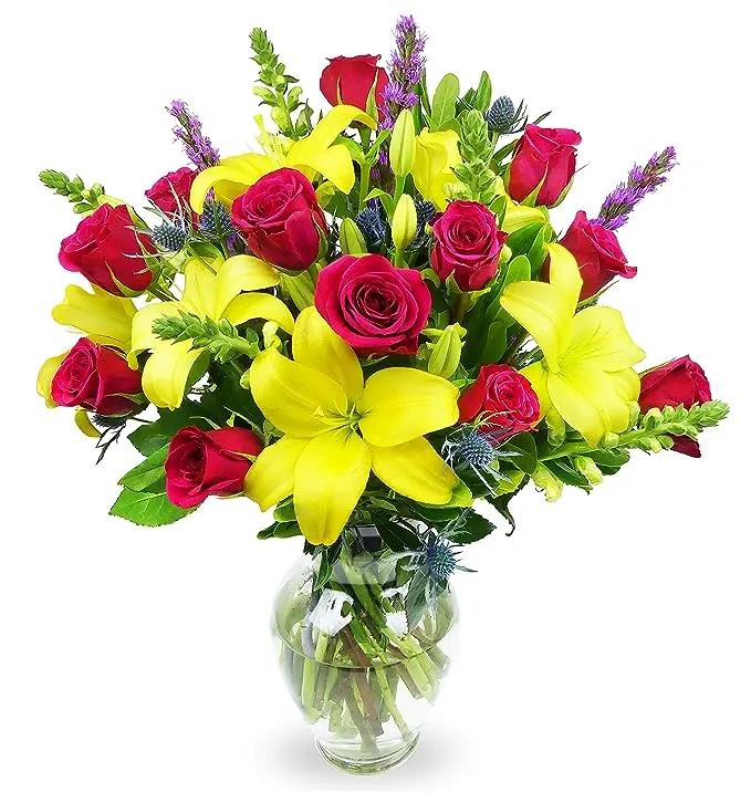 Benchmark Bouquets Joyful Wishes Glass Vase Included Gift Fresh Flowers for Birthday Anniversary Get Well Sympathy Congra