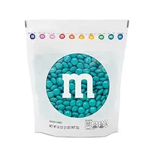 M&amp;M’S Teal Milk Chocolate Candy 2lbs of M&amp;M&#039;S in Resealable Pack for Candy Ba...