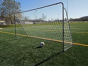 Vallerta 12 x 6 ft. Black Powder Coated Galvanized Steel Soccer Goal w/ Net. 12x6 ...