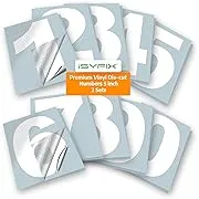 iSYFIX White Vinyl Numbers Stickers – 5 Inch Self Adhesive (2 Sets)- Premium Decal Die Cut and Pre-Spaced for Mailbox, Signs, Window, Door, Cars, Trucks, Homes, Businesses, Address Numbers, Indoor or Outdoor