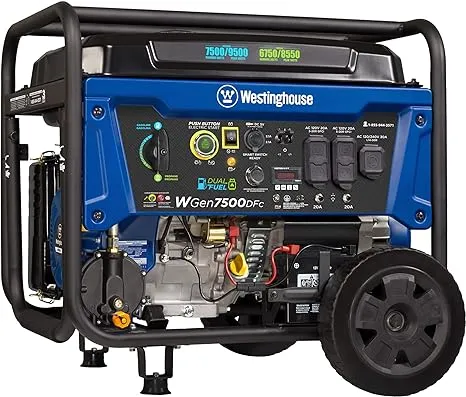 Westinghouse Dual Fuel Portable Generator with Co Sensor WGen7500DFc