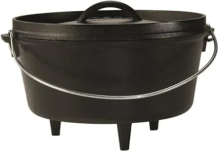 Lodge Logic 5-Quart Cast Iron Deep Camp Dutch Oven, Black