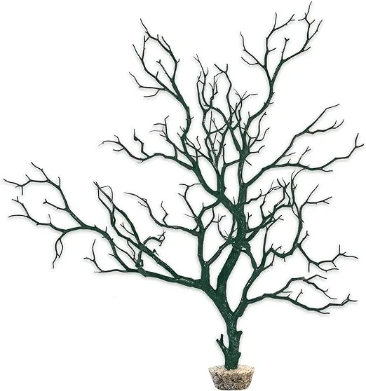 CURRENT USA Moss Green Manzanita Branch 22-inch Tall with Weighted Base | Tree Branches Molded Aquarium Decor Decoration Fake Artificial Fish Tank Ornament for Freshwater or Saltwater (7396)