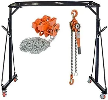 JEGS 81245K Gantry Crane with Trolley and Chain Hoist