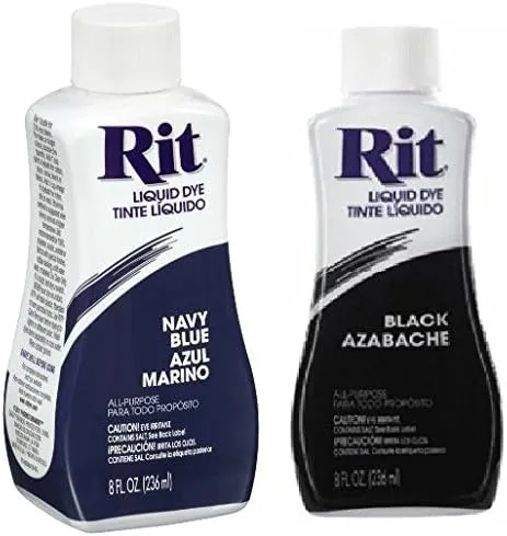 Rit Liquid Dye Black 8 Oz &amp; Rit Dye Liquid Fabric Dye, 8-Ounce, Navy Blue (1)