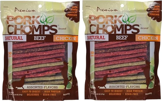 Scott Pet Products 100 Count Pork Chomps Assorted Munchy Sticks Treat 