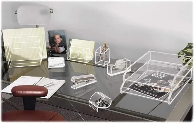 Kantek Clear Acrylic File Sorter, 3 Section Desk Collator, 8" x 6.5" x 7.6", Non-Skid Feet, Office Organizer, Desk Accessory