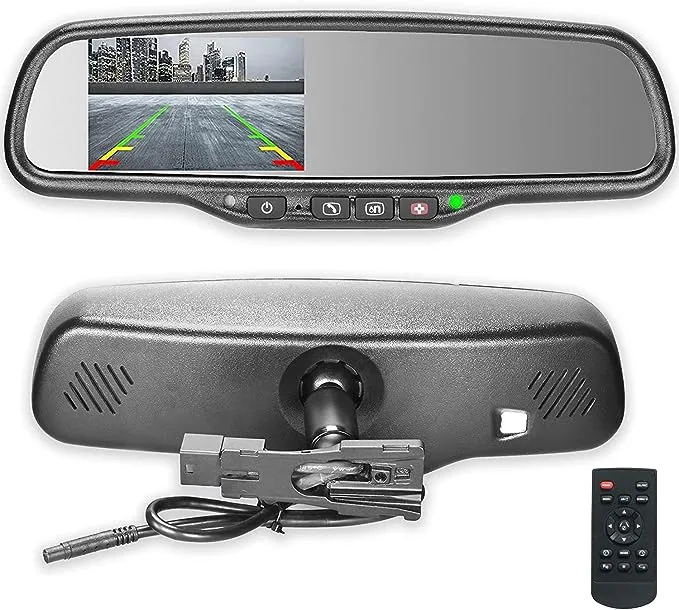 Master Tailgaters 10.5" OEM Rear View Mirror with 4.3" LCD Screen + OnStar Buttons for Existing Wiring | Rearview Universal Fit | Auto Adjusting Brightness LCD | Anti Glare | Full Mirror Replacement