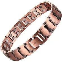 MagEnergy Copper Bracelet for Men, 99.9% Pure Copper Magnetic Bracelet with Double Row Magnets Adjustable Health Jewelry Gifts