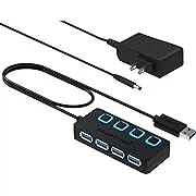 Sabrent 4-Port USB Hub, USB 3.0 Fast Data Hub with Individual LED Power Switches, 2 Ft Cable, Slim & Portable, for Mac & PC (HB-UM43)