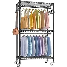 VIPEK V12 Mini Rolling Clothes Rack Heavy Duty Clothing Rack for Hanging Clothes Adjustable Metal Wire Shelving Portable Closet