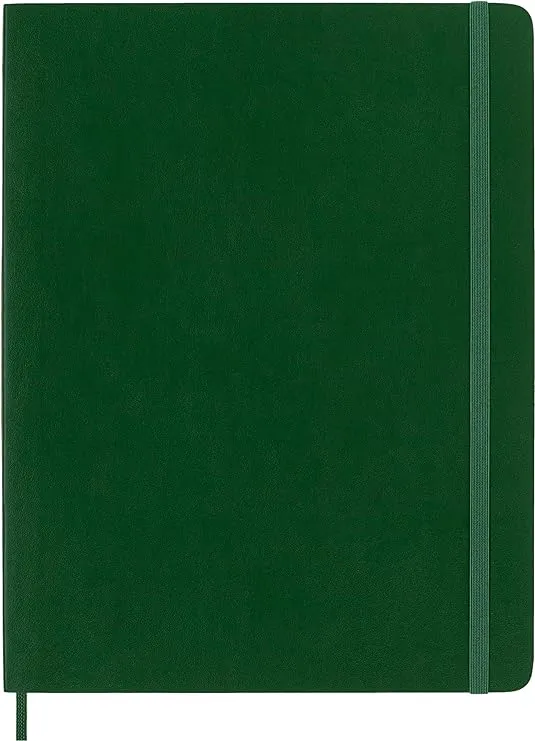 Moleskine Classic Notebook, Soft Cover, XL (7.5" x 9.5") Plain/Blank, Myrtle Green, 192 Pages