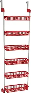 6-Tier Basket Over-The-Door Organizer, Red