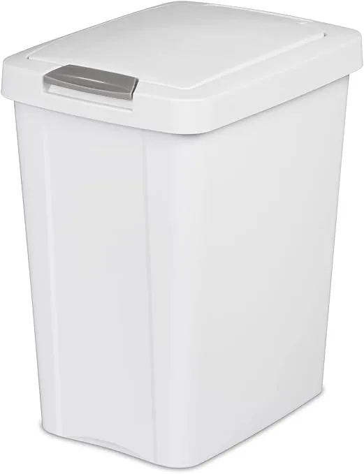 Sterilite TouchTop Wastebasket, White, 7.5 Gallon