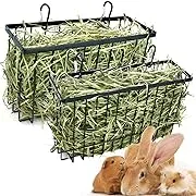 2PCS Rabbit Hay Feeder,Bunny Hay Feeder Rack with Metal Frame for Guinea Pig Chinchilla,Large Heavy-duty Hay Holder Feeders for Rabbits Guinea Pigs, Small Animal Cage Accessories