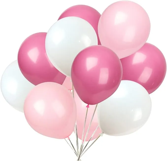 LFYDM Latex balloon 100 pcs 12 inch ： white and light pink and rose red and light rose latex balloons