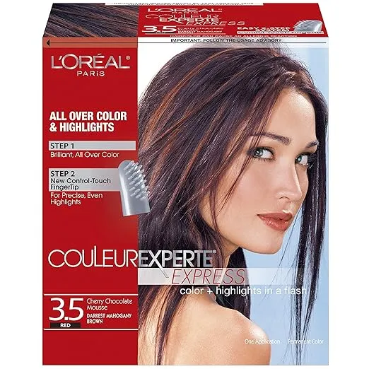 L'Oreal Paris Couleur Experte 2-Step Home Hair Color and Highlights Kit, Chocolate Mousse