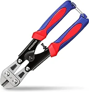 WORKPRO Mini Bolt Cutter 8-inch/210mm, Cr-Mo Small Bolt Cutter, Heavy Duty Wire Cable Cutter, Spring Snips Clippers with Soft Anti-Slip Handle W017017A