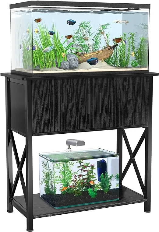 29 Gallon Aquarium Stand, Metal Fish Tank Stand with Cabinet Storage, for 20 Gallon Long Aquarium,30.7" L*12.6" W Tabletop,330LBS Capacity