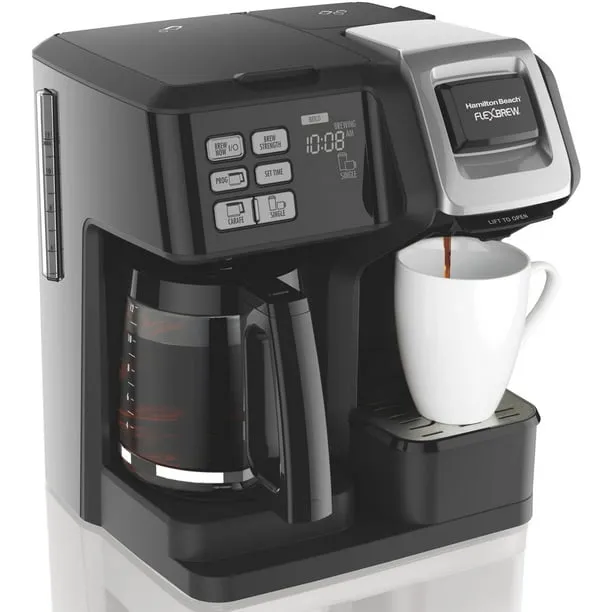 Hamilton Beach 49976 FlexBrew Trio 2-Way Coffee Maker, Compatible with K-Cup Pods or Grounds, Combo, Single Serve & Full 12c Pot, Black