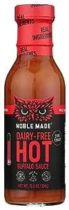 Noble Made Buffalo Sauce, Keto, Gluten Free, Vegan Dipping & Wing Sauce, Low Carb, Dairy Free, Low Calorie, Paleo, Low Sugar, and Whole30 Approved, Hot Buffalo, 12.5 oz (1 Count)