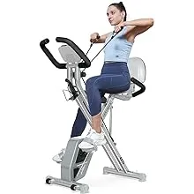 Pooboo Folding Exercise Bike, Foldable Fitness Stationary Bike Machine, Upright Indoor Cycling Bike, Magnetic X-Bike with 8-Level Adjustable