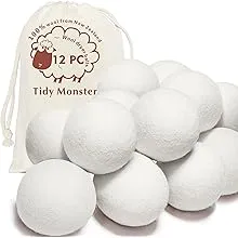 6 Pack All Natural Organic Wool Dryer Balls XL Size - Reusable Chemical Free Natural Fabric Softener, Anti Static, Reduces Clothing Wrinkles and Saves Drying Time