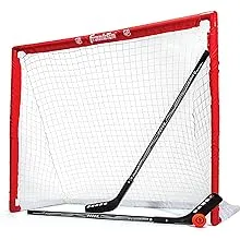 Franklin Sports NHL Youth Street Hockey Set - (2) Kids Junior Hockey Sticks, PVC Goal + Roller Hockey Ball Included - Indoor + Outdoor Net - 46", Red