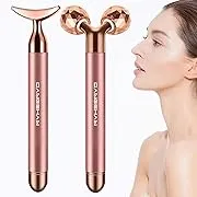 DANGSHAN 2-in-1 Electric Face Massager Roller 24K Rose Gold Face Roller, 3D ...