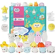 KIDDYCOLOR 50 Pack Mochi Squishy Toys, Kawaii Animal Squishies Toy Set for Kids, Mini Soft Stress Relief Toys for Easter Party Favors, Birthday Gift, Classroom Prize, Goodie Bag