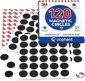 Magnetic Dots 120pcs - Round Magnets with Adhesive Backing, Circle Size Diameter 0.8’” x 0.08” on 4 Tape Sheets, with 3M Strong Adhesive Backing. Perfect for DIY, Art Projects, Industrial & Fridge