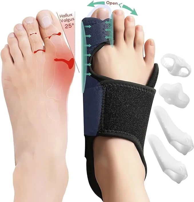 Donnetty Bunion Corrector for Women and Men, Big Toe Separator Pain Relief, Big Toe Straightener with Splint, Bunion Corrector Pad with Adjustable