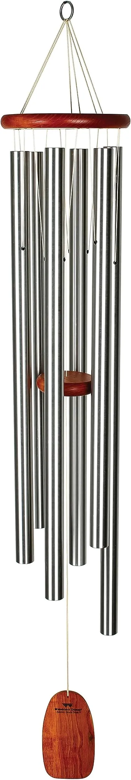 Woodstock Wind Chimes Garden Decor for Outside Outdoor Patio Decor 53" Memorial Sympathy Wind Chime Wind Chimes, Porch Decor Amazing Grace Wind Chime Heavenly Size Silver (AGXLS)