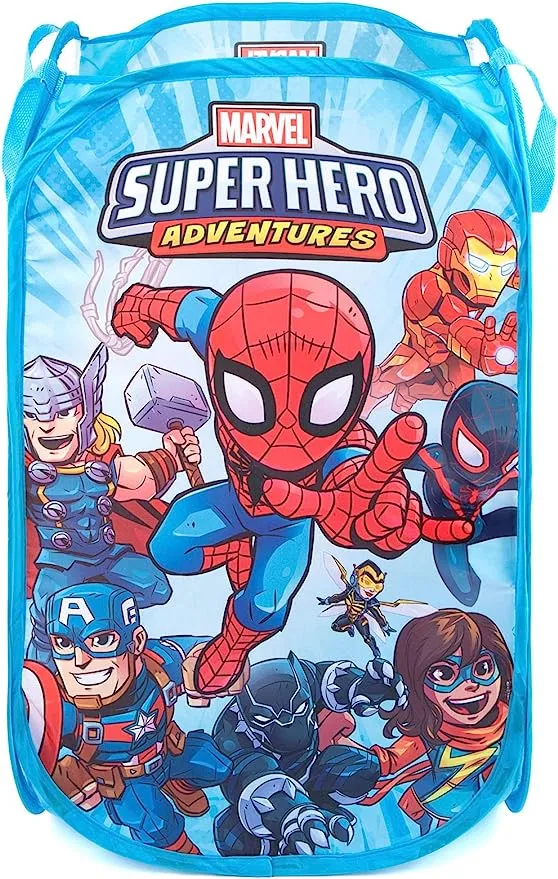 Jay Franco Marvel Super Hero Adventures Pop Up Hamper - Mesh Laundry Basket/Bag