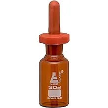 EISCO Dropping Bottle, 30ml (1oz) - Amber Borosilicate 3.3 Glass - Eye Dropper Pipette and Dust Proof Rubber Bulb - Octagonal, Non-Screw Top