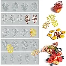 5PCS Leaf Molds Silicone Baking Molds Fondant Molds, Hollow 3D Coral Branch Leaf Tuile Lace Silicone Cake Molds, Polymer Clay Molds for Baking, Resin, Clay, Sugar Craft, Dessert Cake Decoration