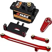 EPINON for Axial SCX24 Servo Metal Gear Emax Servo Steering Servo with Servo Mount Bracket and Arm and Steering Link Set SCX24 Upgrade Parts (Red)