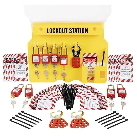 TRADESAFE Lockout Tagout Station with Loto Devices - Lock Out Tag Out Kit Board