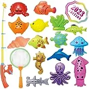 CozyBomB™ Kids Fishing Bath Toys Game - 17Pcs Magnetic Floating Toy Magnet Pole