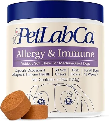 Allergy&amp; Immune Probiotics For Dogs,Support Seasonal Allergies Pork Flavor-30 Ct