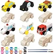 WANTKA 12 Pieces Unfinished Wooden Cars Wood DIY Car Toys Wood Crafts Painting Crafts Kit