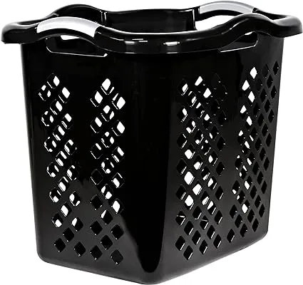 Home Logic 2-Bushel Black Plastic Laundry Basket | 2138HMLCOM075083