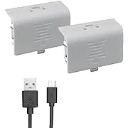 Rii Xbox one Battery Pack White 800mAH (2-Pack) Rechargeable NI-MH for Xbox One S/Xbox One X/Xbox One Elite Wire Charging Cable LED Indicator