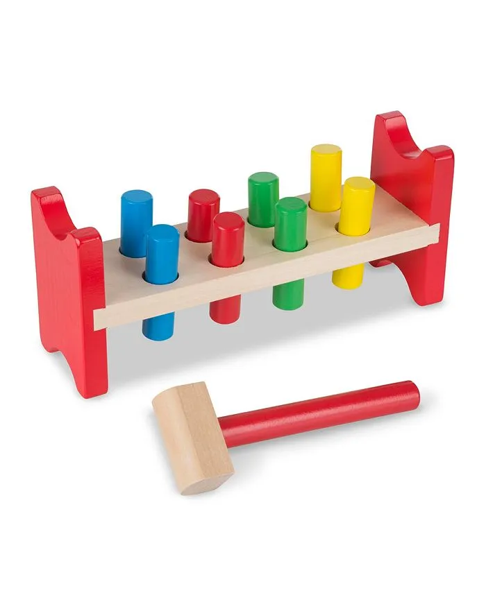 Melissa & Doug Deluxe Wooden Pound-A-Peg Toy With Hammer